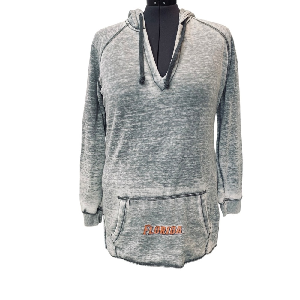 EMERSON STREET Women's XL Heather Gray distressed V-Neck Hoodie Florida Gators